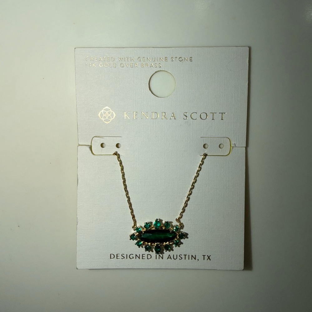 Kendra Scott Gold Necklace with Green Accents